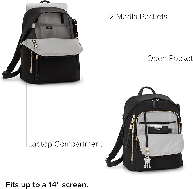 TUMI Women's Halsey Backpack, Black/Gold, One Size