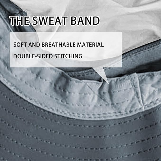 Sun Hats for Men Women Fishing Hat UPF 50+ Breathable Wide Brim Bucket Hats Summer UV Protection Safari Hat with Neck Flap