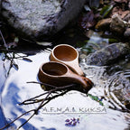Kuksa Camping Mug Wooden Bushcraft Handcarved Cup, Nordic Style Coffee & Hiking Kuksa, Walnut Wood, Single Hole, 6.7 oz., 6.3" x 3.8" x 2.4"