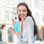 SENDESTAR Water Bottle 32oz Double Wall Vacuum Insulated Leak Proof Stainless Steel Sports Water Bottle—Wide Mouth with New Flex Straw Lid & Spout Lid (White&Tiffany)