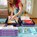 Kono 28 Inch Luggage Expandable Suitcase Lightweight with Spinner Wheels TSA Lock Hardside Large Checked Luggage Durable Rolling Suitcase Purple