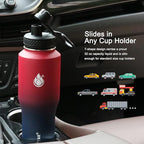 SENDESTAR 32oz Water Bottle Wide Mouth Stainless Steel Vacuum Insulated Double Wall with 2 Straw Lids Fit in Any Car Cup Holder