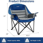 Oversized Camping Chair, Portable Folding Camping Chairs with Side Pocket, Cup Holder and Carry Bag, Heavy Duty Outdoor Camping Chairs for Adults, Fishing, Sports, Trip, up to 400lbs, Style 6