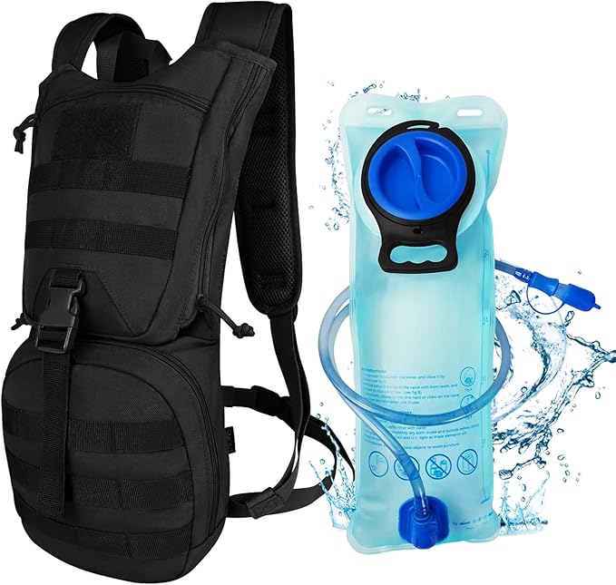 SUNRISING Tactical Molle Hydration Backpack with 3L Water Bladder - Lightweight Military Water Backpack for Hiking, Running, Cycling