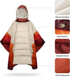 Camping Blanket, Poncho Wearable Hoodie Blankets Outdoor Waterproof Windproof
