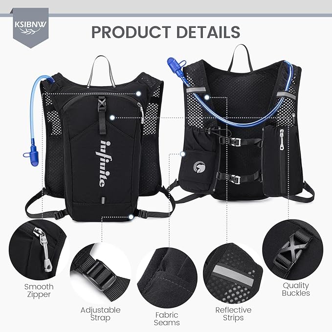 KSIBNW Running Vest for Women and Men, Lightweight Hydration Vest Backpack with 1.5L Water Bladder Bag Running Backpack for Hiking Biking Trail Cycling Race Marathon