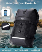 ECOHUB Waterproof Backpack for Women Men, 30L Roll-Top Closure Heavy Duty Dry Bag for Travel with IPX8 Waterproof Phone Case