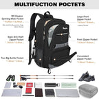 Seektop 40L Hiking Backpack Foldable Daypack for Women Men, Lightweight Travel Backpack Carry on Flight Approved Work Business Leisure Bag (Black)