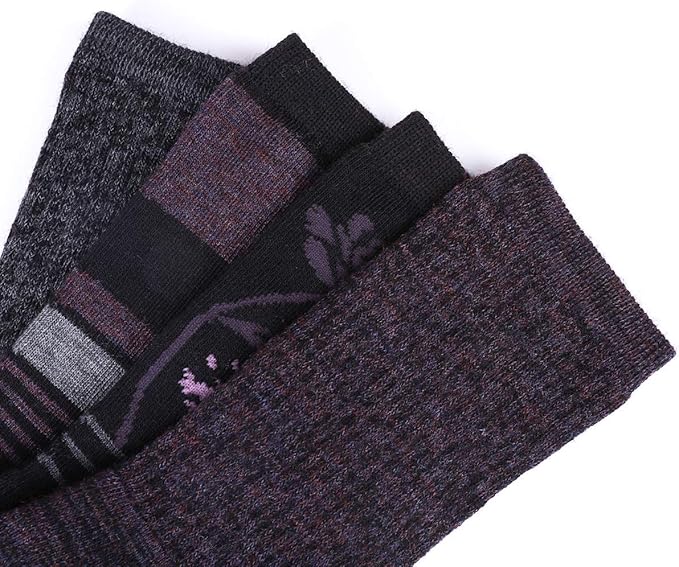 EnerWear 4 Pack Women's Merino Wool Outdoor Hiking Trail Crew Sock