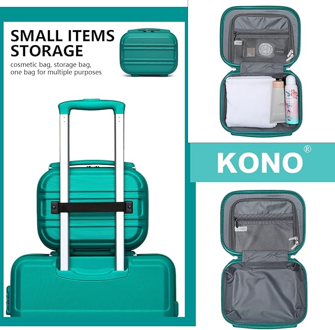 Kono Carry On Luggage Set Lightweight Airline Approved Carry On Suitcase with TSA Lock Spinner Wheels Durable Luggage Hardside Turquoise