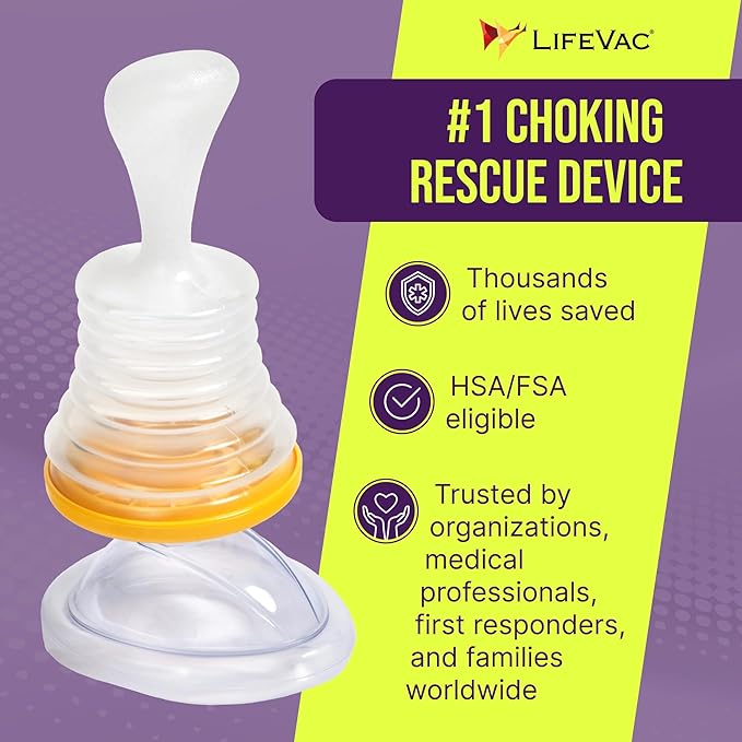 LifeVac Pink Travel Kit 2 Pack - Portable Suction Rescue Device, First Aid Kit for Kids and Adults, Portable Airway Suction Device for Children and Adults