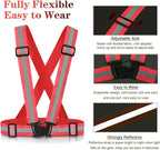 Reflective Vest Running Gear, 2Pack High Visible Safety VES for Cycling Jogging Running Walking, Adjustable for Men Women Kids