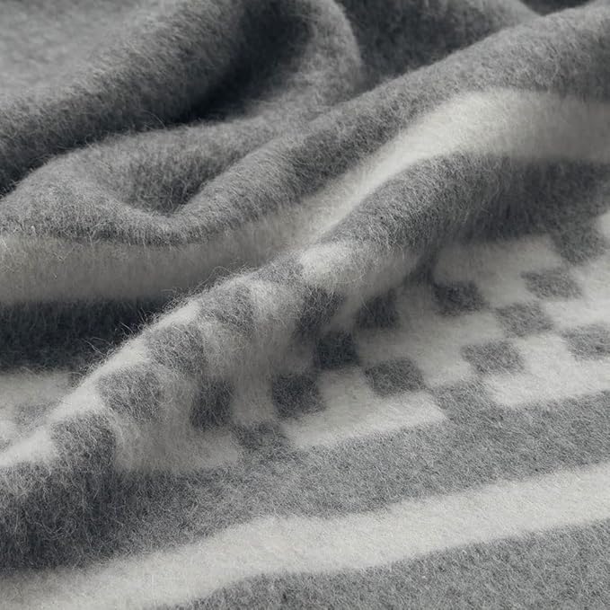 Thick Alpaca Wool Blanket Heavyweight for Camping Outdoors Indoors Soft Peruvian Alpaca Wool Blankets That Come in Twin Queen King Size Ethnic Design (Soft Gray/Silver Gray, Twin)