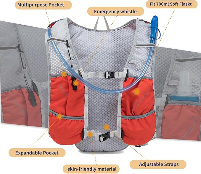 Lightweight Running Vest for Women and Men Hydration Backpack Pack with 1.5L Water Bladder Bag for Hiking Trail Running Gear Cycling Marathon