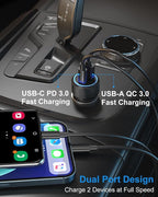 USB C Car Charger 3Pack, OKRAY 36W Fast Charging PD3.0+QC3.0 Dual Port Car Phone Charger Type C+USB A 12v Cigarette Lighter Adapter for iPhone 17 16 15 14 13 12 Pro, Samsung Galaxy S25 S24 A55 A16 A15