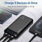 YOBON Power Bank 10000mAh Portable Charger Slim Battery Pack with 2 USB 2.4A Outputs and USB C in/Out Compatible with Huawei iPhone 16 15 14 13 12 iPad Samsung Galaxy S20 Android Tablet (Dark Black)