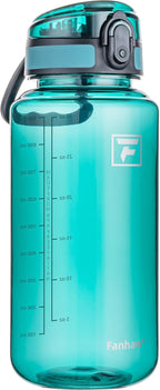 Fanhaw 32 Oz Clear Tritan Water Bottle with Chug Lid, BPA-free, Wide Mouth, Leak Proof - for Gym, Travel, Home, School, Office (Dark Green)