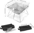 Odoland Folding Campfire Grill, 304 Stainless Steel Grate Barbeque Grill, Portable Camping Grill with Legs for Picnics, Backpacking, Outdoor with Carrying Bag and Kitchen Tongs