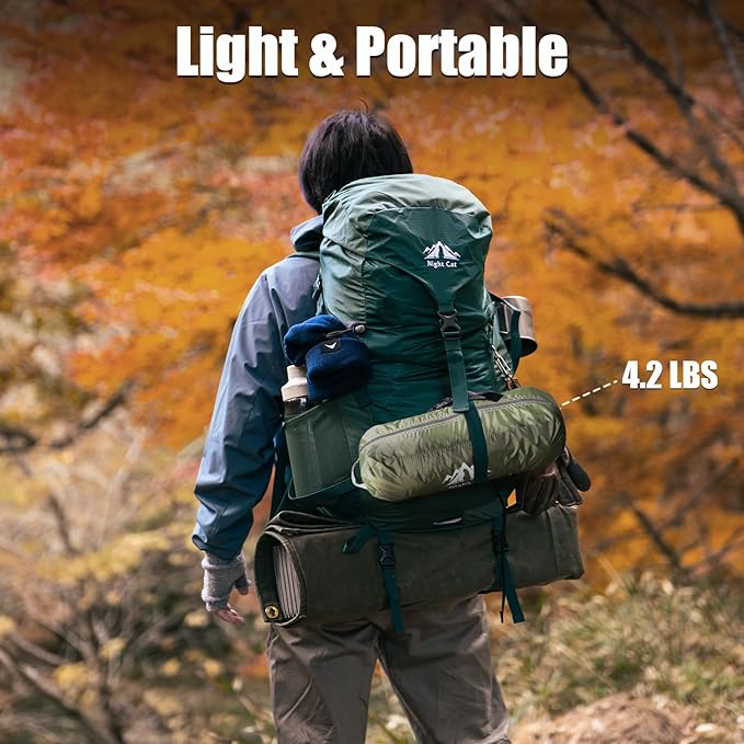 Night Cat Camping Hammock Tent: Lightweight Portable 4 in 1 Hammock with Rain Tarp and Mosquito Net for Hiking Jungle Outdoor