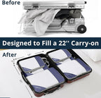 Compression Packing Cubes 3 Set, Compressible Space-Saving Packing Cubes for Travel - Compression Bags, Luggage Organizer, Travel Essentials for Women, Bluish Purple