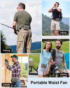 BLAVOR Portable Waist Fan, 5 Speeds Rechargeable Fan with Bluetooth Speaker & Flashlight, 40H Runtime, 16000RPM Strong Airflow, Personal Cool Clip Fans Under Shirt Belt for Outdoor, Work, Camping