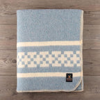 Inca Wall - Thick Alpaca Wool Blanket Heavyweight Camping Outdoors Indoors Soft Peru King Size New Ethnic Design (Soft Blue - Ivory 2, King Size)