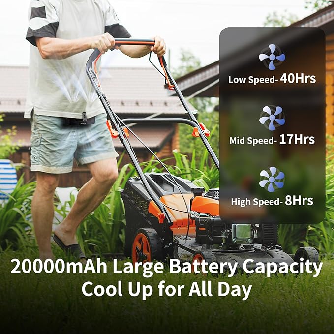 Socool 20000mAh Portable Waist Fan Clip on Wearable Belt Personal Fans Rechargeable Battery Operated, 40H Cooling Fan with 10 Speeds & Dual Motors, Neck Fans Hanging Hands-Free for Outdoor Travel