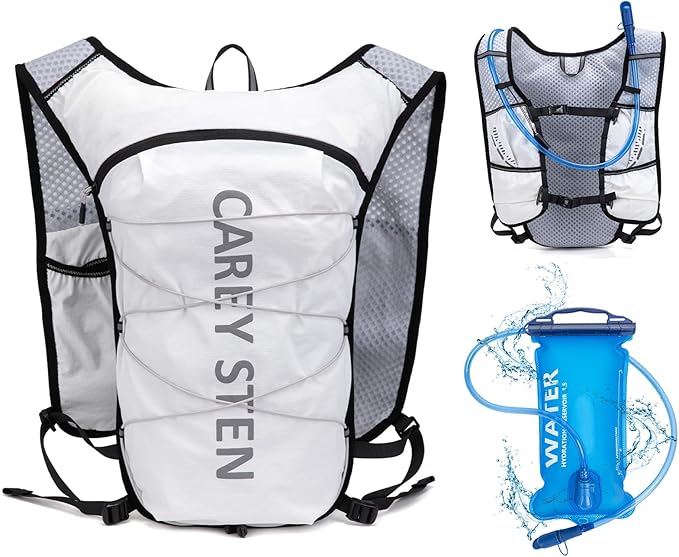 Carey STEN Hydrated Backpack, Running Vest, paired with a 1.5L Water Bag Hiking Backpack, Suitable for Running, Hiking, Marathon, and Both Men and Women