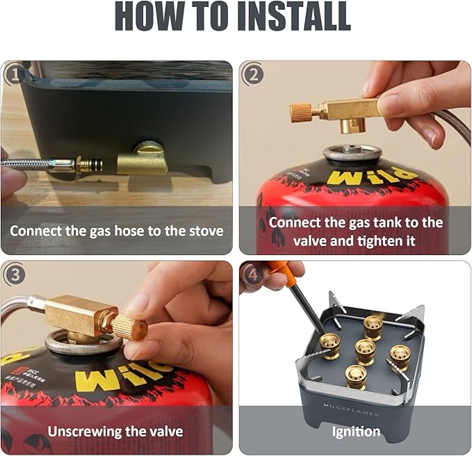 Portable Camping Stove, Powerful Gas Stove, Propane Camp Stove with Carrying Case, 30,000 BTU Small Propane Stove, Gas Burners for Cooking Outdoor Hiking Picnic BBQ