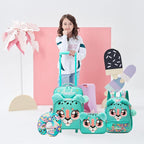 Kids Carry On Luggage with Wheels Softside Kids Suitcase for Girls Airline Approved & Girls Multi-function Carry Bag 4pcs Set