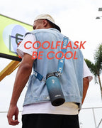 Coolflask Insulated Water Bottle with Strap, 32 oz Metal Water Flask with Straw & Spout Lids, Stainless Steel Double Wall Vacuum, Keep Cold 48h Hot 24h, Leak Proof & Non-BPA, Prussian Blue