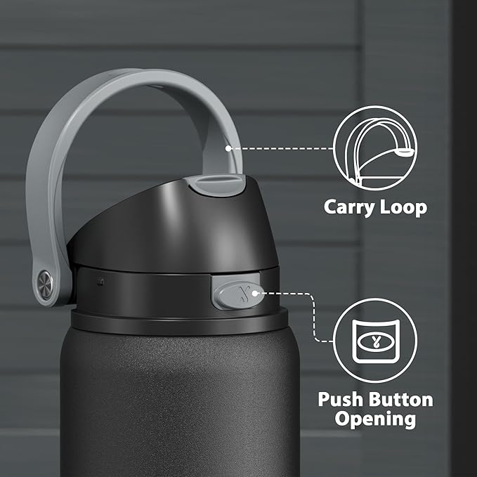 32 oz Insulated Water Bottle for Sports: Meoky Stainless Steel Water Bottle with 2-in-1 Straw and Spout Lid - Leak Proof, Cold for 24 Hours, Protective Silicone Base, BPA-Free for Gym, Night