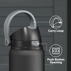 32 oz Insulated Water Bottle for Sports: Meoky Stainless Steel Water Bottle with 2-in-1 Straw and Spout Lid - Leak Proof, Cold for 24 Hours, Protective Silicone Base, BPA-Free for Gym, Night