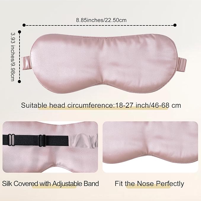 ZIMASILK 100% 22 Momme Pure Mulberry Silk Sleep Mask,Filled with 100% Mulberry Silk,Silk Wrapping Strap- Super Soft & Comfortable Sleep Eye Mask for Sleeping (Light Plum)