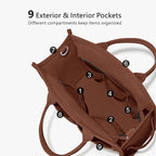 TOPDesign Heavy-Duty Canvas Tote Bag for Women, Adjustable Crossbody/Shoulder Handbag with 9 Pockets, Everything Tote