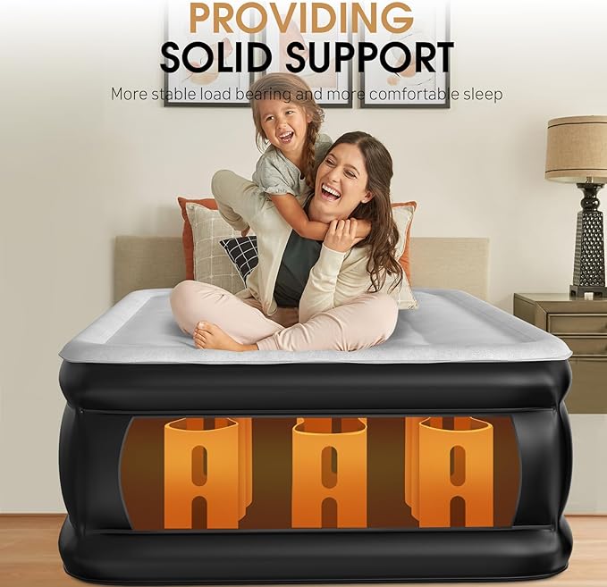 DIVON Twin Air Mattress with Built in Pump Raised,18” Inflatable Mattress with Wave Design,Blow Up Mattress in 2 Mins,Single Twin Size Air Mattress for Guest, Thicker AirBed,Colchon Inflable-330Lbs