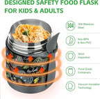 10oz Soup Thermo for Hot Food Kids Insulated Food Jar,Thermo Hot Food Lunch Container, Width Mouth Stainless Steel Lunch Box for Kids with Spoon (Black-Gamepad)