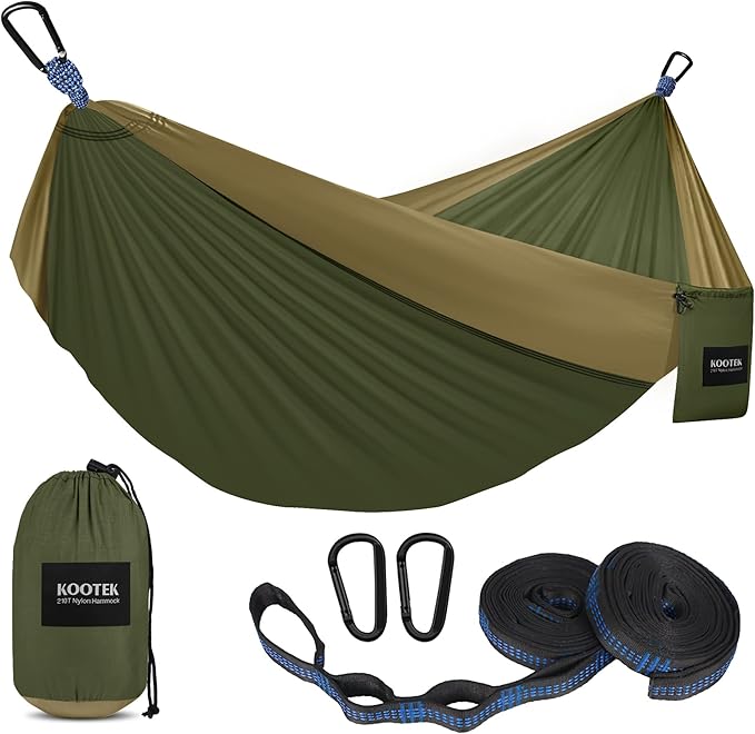 Kootek Camping Hammock, Portable Hammocks with Tree Straps & Attached Carry Bag, Camping Essentials Gear, Perfect for Outside Indoor Hiking Beach Backpack Travel