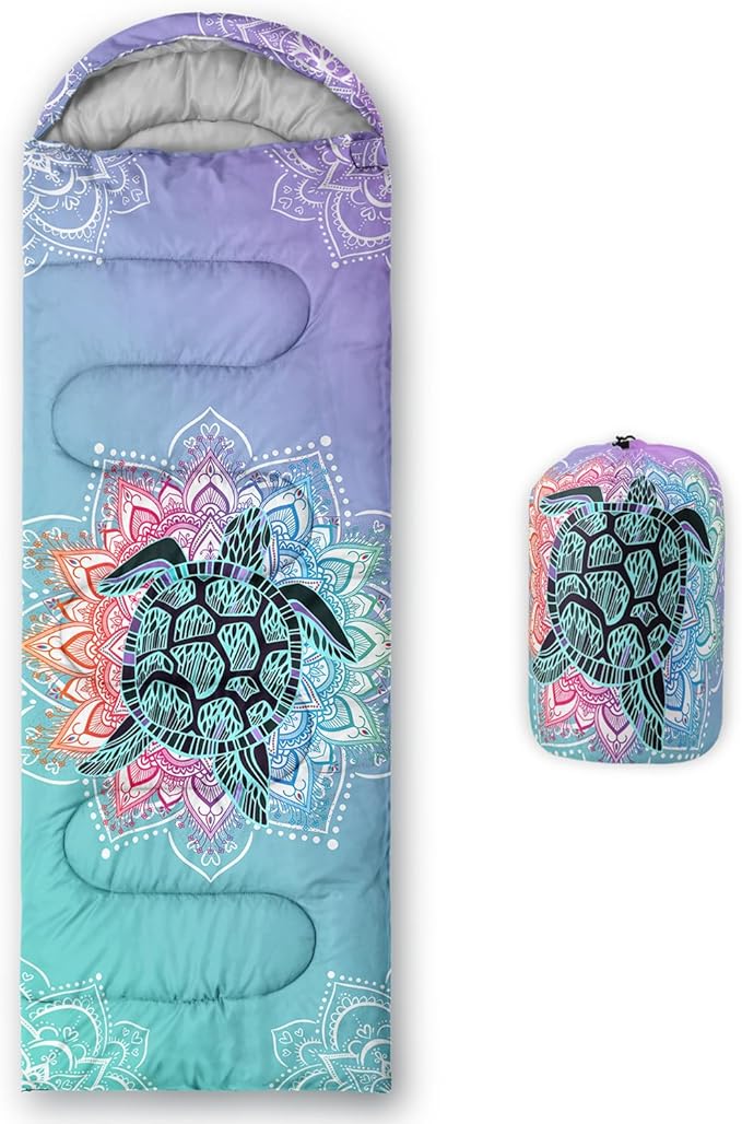 HOSIMA Cartoon Axolotl Sleeping Bags for Kids 10-12,Blue Cartoon Kids Sleeping Bags for Girls Boys,Compact Sleeping Bag for Camping Essentials and Hiking.