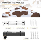 EAGLE PEAK 10x10 Slant Leg Pop-up Canopy Tent Easy One Person Setup Instant Outdoor Beach Canopy Folding Portable Sports Shelter 10x10 Base 8x8 Top (Brown Cow Print)