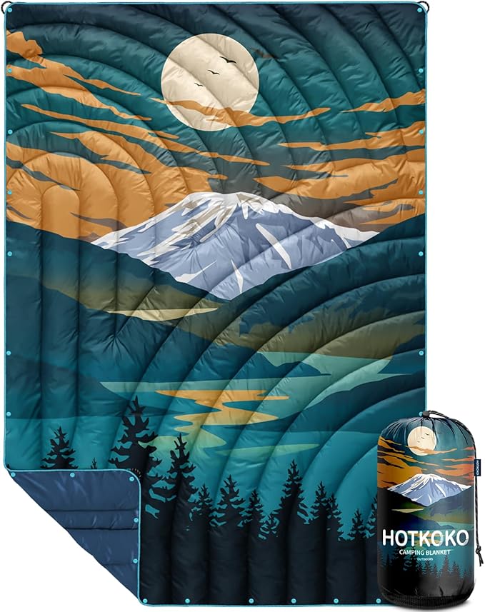 Camping Blanket,Lightweight Puffy Printed Camping Blanket Packable Outdoor Blanket for Camping,Traveling, Stadium, Hiking, Picnics