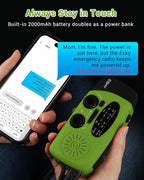 Esky Emergency Hand Crank Radio with 3 LED Flashlight, AM/FM/NOAA Portable Weather Radio with 2000mAh Power Bank Phone Charger, Solar Powered USB Rechargeable Radio for Indoor Outdoor Camping, Green