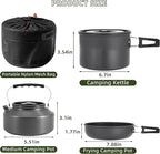 aiGear 3pcs Camping Cookware Mess Kit, Non-Stick Camping Pan Pot Kettle, Lightweight Aluminum, Collapsible Portable Camping Cooking Set for Outdoor Cooking Hiking Picnic