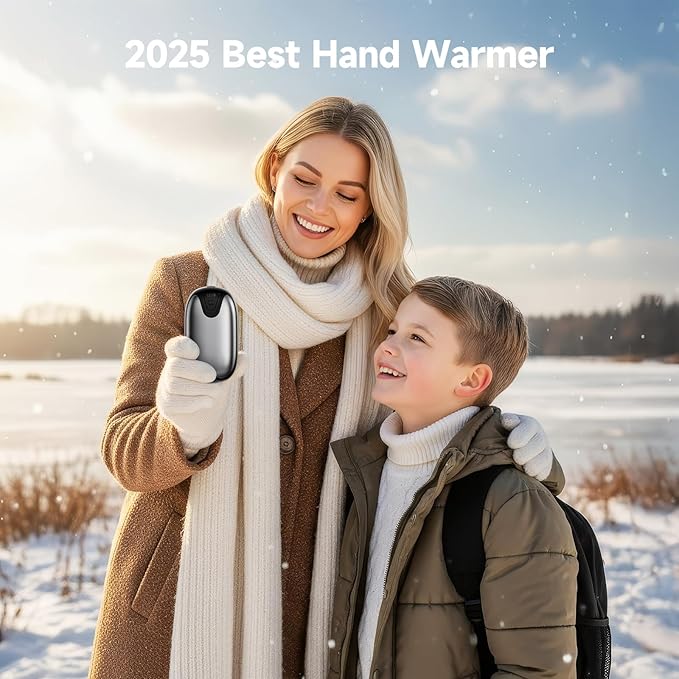 4 Pack Hand Warmers Rechargeable, 3 s Fast Heating USB 2 in 1 Pocket Hand Warmer, 3-Settings Outdoor/Indoor/Camping/Warm Gifts for Women MenKids （Write Black）