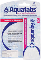 Aquatabs 49mg Water Purification Tablets (30 Pack). Water Filtration System for Hiking, Backpacking, Camping, Emergencies, Survival, and Home-Use. Easy to Use Treatment and Disinfection.