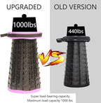 Upgraded XXL Collapsible Stool with Cushion,19.7"H-11.8"D Telescoping Folding Stool for Adults,More Sturdy Portable Camping Stools with Load Capacity 1000lbs for Outdoor,Garden,Fishing,Hiking