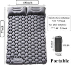 Inflatable Double Camping Mat with Pillow, Build-in Foot Pump Ultralight Sleeping Air Matress Pad for 2 Person, Portable Bed Compact for Camping Hiking Backpacking Outdoor (Grey, Double)