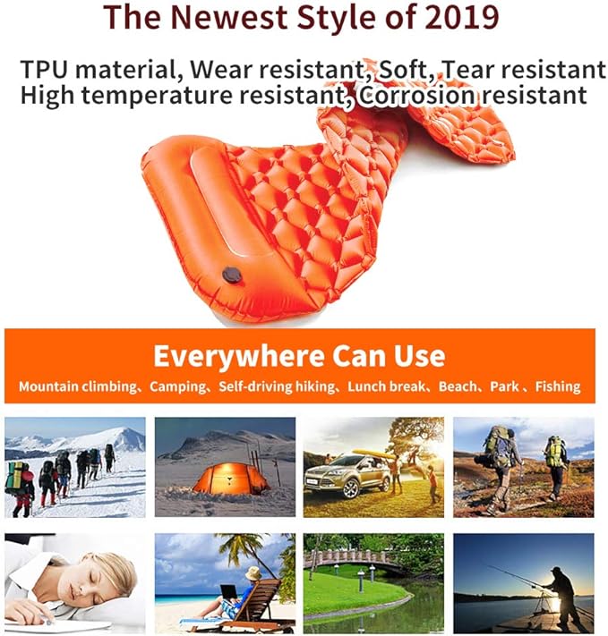 Star Smart Sleeping Pad for Camping Inflatable Backpacking Pad with Pillow, Ultralight Durable Camping Mattress,Hiking Air Mat,Camp Sleep Pad for Hiking Traveling & Outdoor Activities