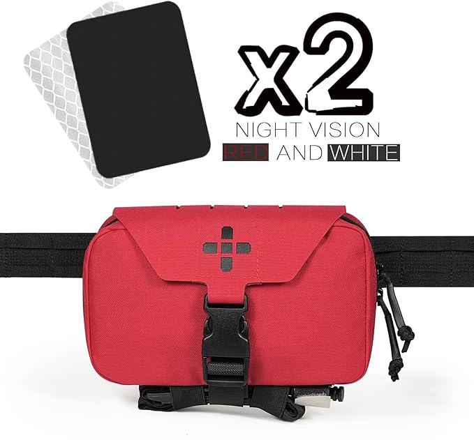 Ifak Pouch-Rapid Deployment Tactical MOLLE Trauma Kit Pouches, Quick Release Tear-Off Medical First Aid Kit Organiser with Red Immediate Identify for Emergency Surviva Activities.