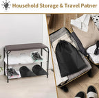 COIDEA 20 Pack Black Shoe Bags for Travel, 15.7" x 11.8", Waterproof Portable Drawstring Travel Shoe Storage Bags